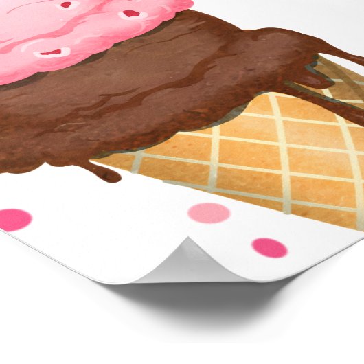 サマー アイスクリーム ステーション モダン ブライダル シャワー ポスター (角)