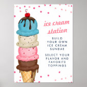 サマー アイスクリーム ステーション モダン ブライダル シャワー ポスター (正面)