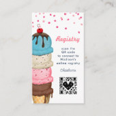 サマー アイスクリーム ブライダル シャワー QR コード レジストリー エンクロージャーカード (正面)