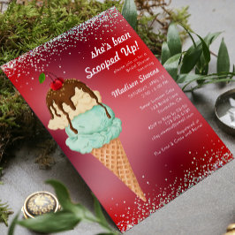 サマー アイスクリーム モダン ウォーターカラー ブライダル シャワー I 招待状