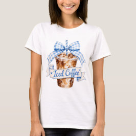 サマー アイスド コーヒー PNG 水彩 コールド ブリュー デザイン Tシャツ