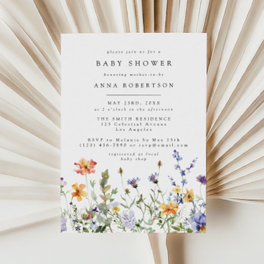 サマー・ウィルドフラワー・ガーデン・ベビーシャワー招待状 招待状
