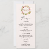 サマー ウォーターカラー ガーデン フローラル ウェディング メニュー カード (正面)