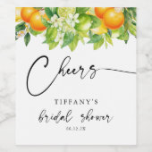 サマー オレンジ レモン シトラス チェアーズ ブライダルシャワー ワインラベル (シングルラベル)