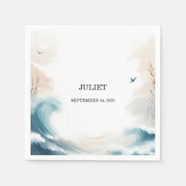 サマー オーシャン ビーチ ブルー ウォーター ブライズ シャワー スタンダードカクテルナプキン