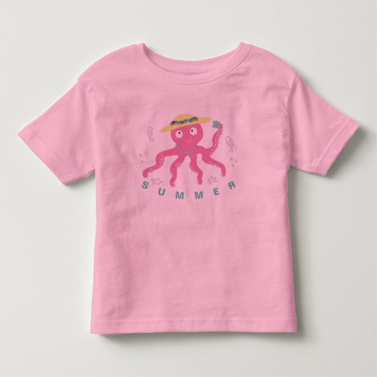 "サマー"ガールのピンクTシャツ トドラーTシャツ (正面)
