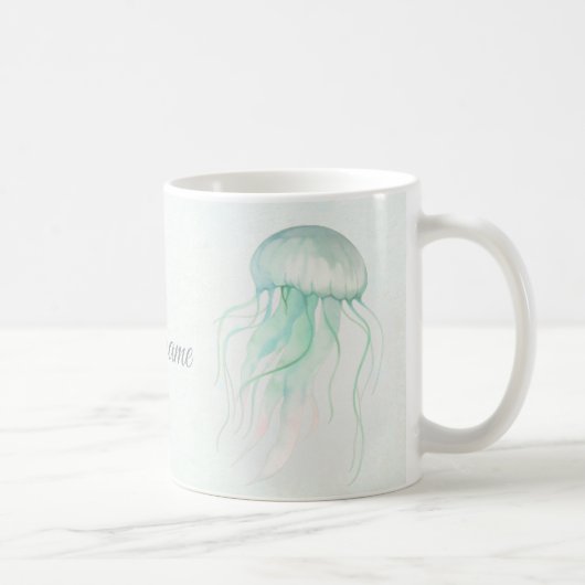 サマー クラゲ ウォーターカラー オーシャン デザイン コーヒーマグカップ (右)
