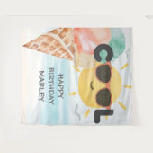 サマー クール | トロピカル ビーチ アイスクリーム バースデー タペストリー (正面(横))