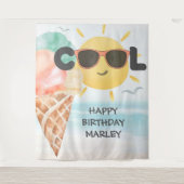 サマー クール | トロピカル ビーチ アイスクリーム バースデー タペストリー (正面)