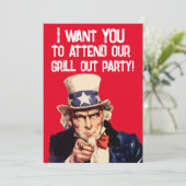 サマー グリル アウト BBQ パーティー おじ 同じ 招待状 (スタンド正面)