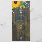 サマー サンフラワーズ ラスティック ウッド ウェディング メニュー (正面)