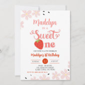 サマー スウィート ワン ファースト バースデー イチゴ 招待状 (正面)