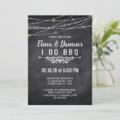 サマー ストリング ライト ブラックボード 私たち BBQ しよう ご招待 招待状 (スタンド正面)