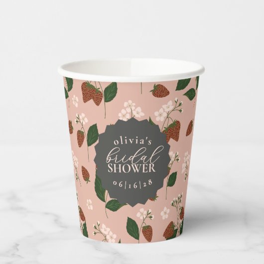 サマー ストロベリーズ ブライダル シャワー オーダーメイド 紙コップ (左)