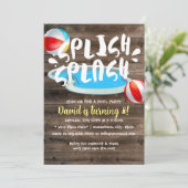 サマー スプラッシュ スプラッシュ ウッド プール バースデー パーティー 招待状 (スタンド正面)