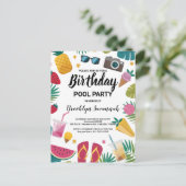 サマー スプラッシュ バースデー プール パーティー エクストラバガンザ ポストカード (スタンド正面)