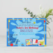 サマー スプラッシュ プールパーティー 誕生日 招待状 (スタンド正面)