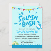 サマー スプラッシュ プール パーティー男子 誕生日 招待状 (正面)