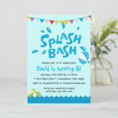 サマー スプラッシュ プール パーティー男子 誕生日 招待状 (スタンド正面)