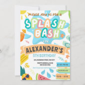 サマー スプラッシュ プール パーティー ボーイ バッシュ ウォーター パーク 招待状 (正面)