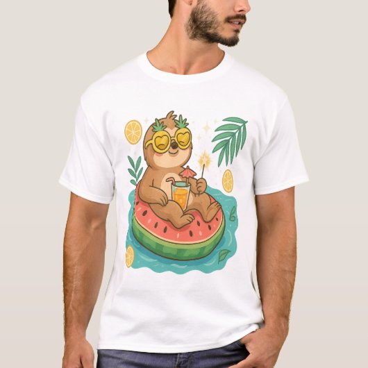サマー・スロース・プールフロート Tシャツ (正面)