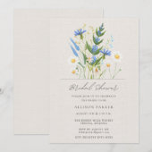 サマー ダイジー ブルー ワイルドフラワー ブライダル シャワー 招待状 (正面/裏面)