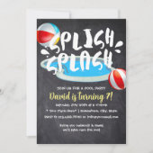 サマー チョークボード プール バースデー パーティー 招待状 (正面)