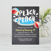 サマー チョークボード プール バースデー パーティー 招待状 (スタンド正面)