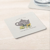 サマー デイジー フラワーフラワー ブライダル ティー スクエアペーパーコースター (アングル)