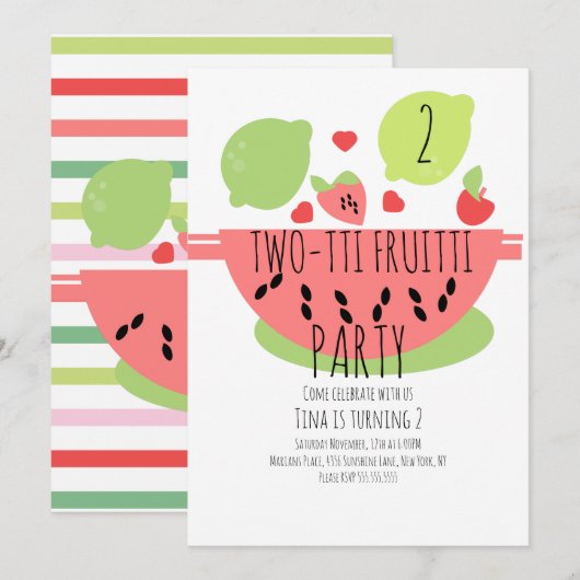 サマー トゥッティ フルッティ トロピカル サラダ フルーツ 招待状 (正面/裏面)