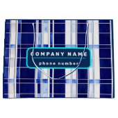 サマー ネイビーブルー ボート モダン ストライプ コレクション ラージペーパーバッグ (正面)