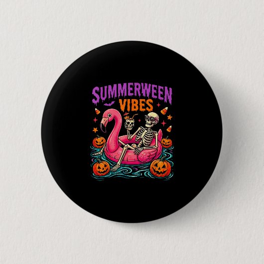 サマー ハロウィーン スケルトン コスチューム スプーキー 缶バッジ (正面)