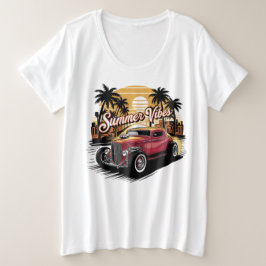 サマー・バイブス・クラシックカー プラスサイズTシャツ