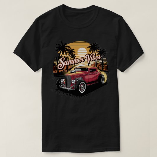 サマー・バイブス クラシックカー Tシャツ (デザイン正面)