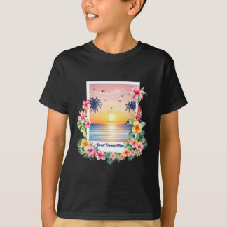 サマー・バイブス・サンセット・ビーチ・バケーション・ヤシの木・トロピカル Tシャツ