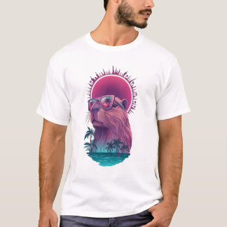 サマー バイブ カピバラ Vaporwave美学アート Tシャツ