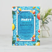 サマー バースデー スプラッシュ バッシュ、カスタマイズ可能な水泳 招待状 (スタンド正面)