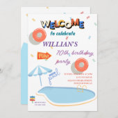 サマー バースデー プール パーティへようこそ 招待状 (正面/裏面)