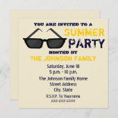 サマー パーティーの招待状 - 黒いサングラス 招待状 (正面/裏面)