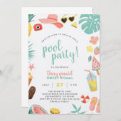 サマー・パーティー・シズル:楽しくて美味しいホスティング 招待状 (正面/裏面)