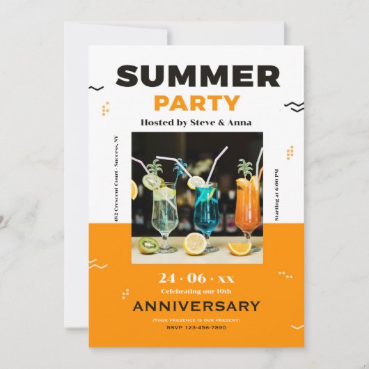 サマー パーティー トレンディー インビテーション (正面)