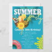 サマー パーティー ファン バースデー 招待状 (正面)