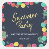 サマー パーティー ランタン 招待状 スクエアシール (正面)
