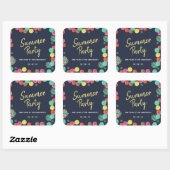 サマー パーティー ランタン 招待状 スクエアシール (シート)