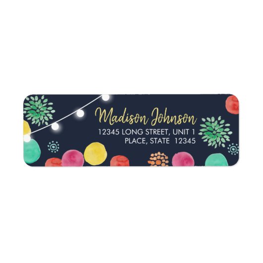 サマー パーティー ランタン 招待状 ラベル (正面)