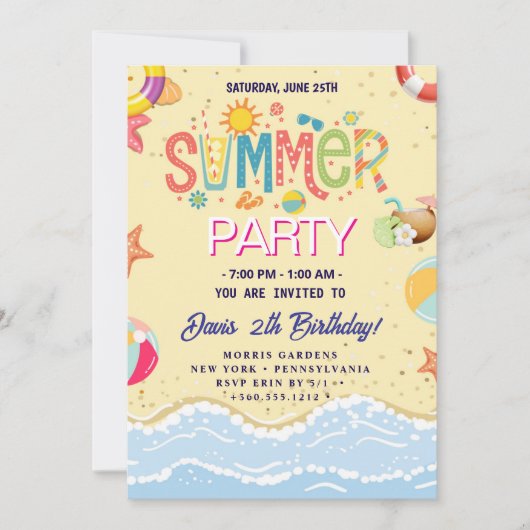 サマー パーティー 招待状 (正面)