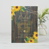 サマー・ヒマワリ　ラスティック・ウッド　ウェディングシャワーご招待 招待状 (スタンド正面)