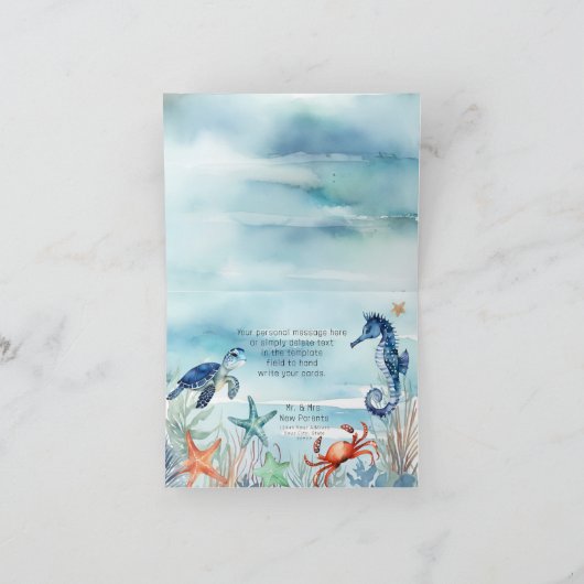 サマー ビーチ シー ライフ タコ ありがとう サンキューカード (内部)