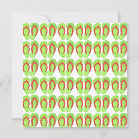 サマー ビーチ プール パーティー グリーン フリップ フロップ サンダル 招待状 (裏面)