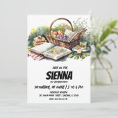 サマー ピクニックの食べ物と本の招待状 招待状 (スタンド正面)